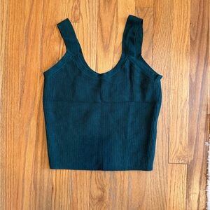 Women's Sleeveless Ribbed Top - Dark Green Abercrombie & Fitch